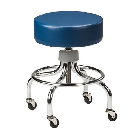 Clinton Industries - Chrome Series - 2102-24-RB - Base Stool Chrome Series Backless Screw Adjustment Without Casters Royal Blue