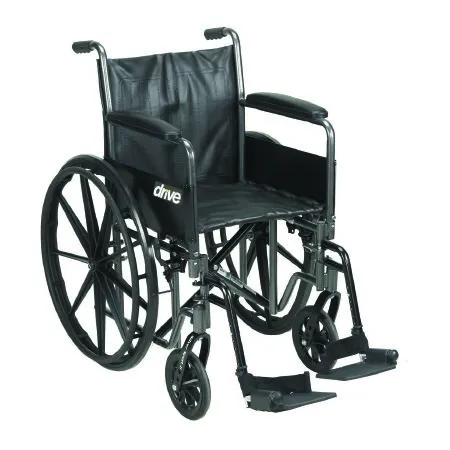 Drive Medical - drive Silver Sport 2 - SSP220DFA-SF - Wheelchair drive Silver Sport 2 Dual Axle Desk Length Arm Swing-Away Footrest Black Upholstery 20 Inch Seat Width Adult 350 lbs. Weight Capacity