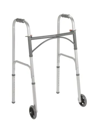 Drive DeVilbiss Healthcare - Competitve Edge - From: 10244-4 To: 10247-4 - Drive Medical Folding Walker Adjustable Height Steel Frame 350 lbs. Weight Capacity 25 to 32 Inch Height