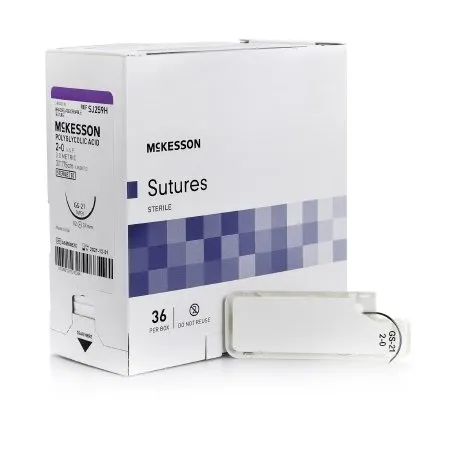 McKesson - SJ259H - Absorbable Suture With Needle Mckesson Polyglycolic Acid Gs -21 1/2 Circle Taper Point Needle Size 2 - 0 Braided