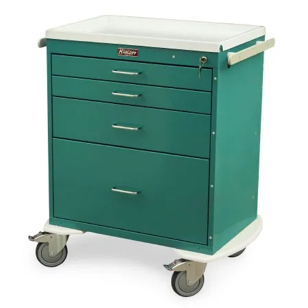 Harloff - 6350 - Anesthesia Cart 22 X 32 X 36.5 Inch Hammertone Gray (2)-3 Inch  (1)-6 Inch  (1)-12 Inch Drawer Configuration  17 X 23 Inch Internal Drawer