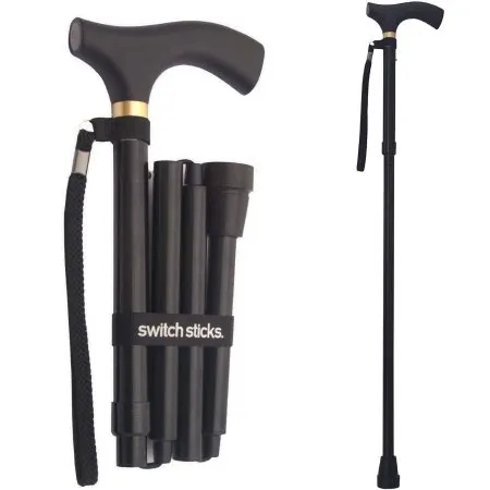 Mabis Healthcare - Switch Sticks - 502-2000-0000 - Folding Cane Switch Sticks Aluminum 32 to 37 Inch Height Black