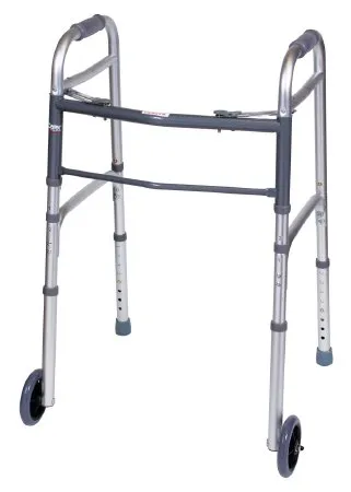 Apex-Carex - Carex - FGA87100 0000 - Folding Walker with Wheels Adjustable Height Carex Aluminum Frame 300 lbs. Weight Capacity 30 to 37 Inch Height
