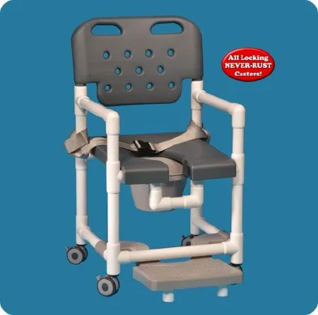 IPU - Elite - ELT817PFRSB - Commode / Shower Chair Elite With Backrest 325 lbs. Weight Capacity