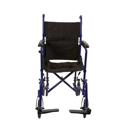 McKesson - 146-ATC19-BL - Lightweight Transport Chair McKesson Aluminum Frame with Blue Finish 300 lbs. Weight Capacity Fixed Height / Padded Arm Black Upholstery