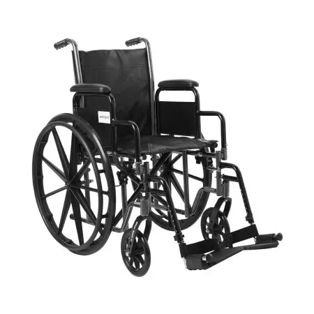 McKesson - From: 146-SSP18RBDDA To: 146-SSP20RBDDA  Reclining Wheelchair  Desk Length Arm Swing Away Elevating Legrest Black Upholstery 18 Inch Seat Width Adult 300 lbs. Weight Capacity