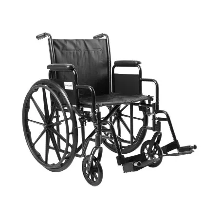 McKesson - From: 146-SSP220DDA-ELR To: 146-SSP220DDA-SF - Wheelchair Dual Axle Desk Length Arm Swing Away Footrest Black Upholstery 20 Inch Seat Width Adult 350 lbs. Weight Capacity