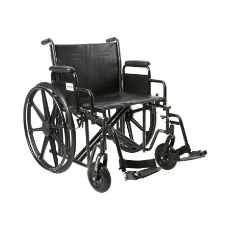 McKesson - 146-STD22ECDDA-SF - Bariatric Wheelchair McKesson Dual Axle Desk Length Arm Swing-Away Footrest Black Upholstery 22 Inch Seat Width Adult 450 lbs. Weight Capacity