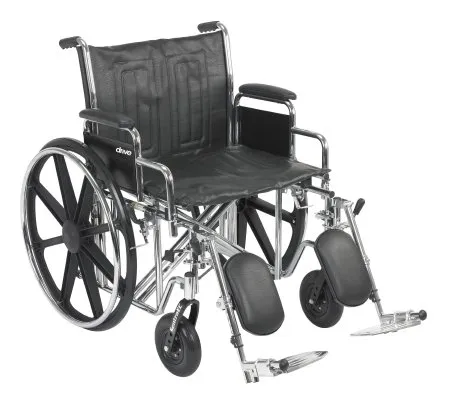 McKesson - 146-STD22ECDDA-ELR - Bariatric Wheelchair McKesson Dual Axle Desk Length Arm Swing-Away Elevating Legrest Black Upholstery 22 Inch Seat Width Adult 450 lbs. Weight Capacity