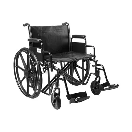McKesson - 146-STD24ECDDA-SF - Bariatric Wheelchair McKesson Dual Axle Desk Length Arm Swing-Away Footrest Black Upholstery 24 Inch Seat Width Adult 450 lbs. Weight Capacity