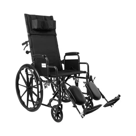McKesson - 146-SSP18RBDDA - Reclining Wheelchair McKesson Desk Length Arm Swing-Away Elevating Legrest Black Upholstery 18 Inch Seat Width Adult 300 lbs. Weight Capacity