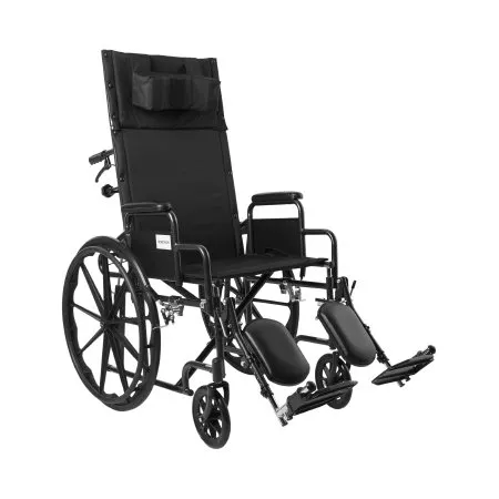 McKesson - 146-SSP20RBDDA - Reclining Wheelchair McKesson Desk Length Arm Swing-Away Elevating Legrest Black Upholstery 20 Inch Seat Width Adult 350 lbs. Weight Capacity