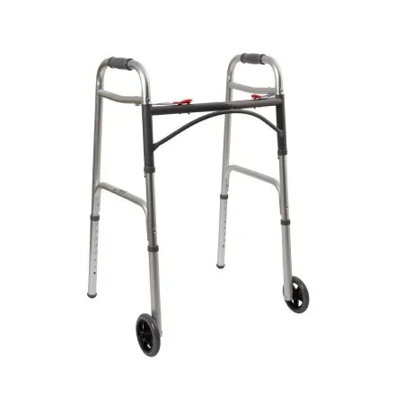 McKesson - From: 146-10200-4 To: 146-10211-4 - Folding Walker Adjustable Height Aluminum Frame 350 lbs. Weight Capacity 32 to 39 Inch Height