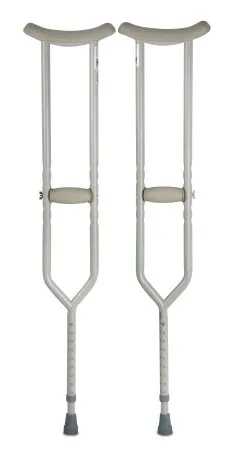 McKesson - 146-10406 - Underarm Crutches McKesson Aluminum Frame Adult 500 lbs. Weight Capacity Push Button / Wing Nut Adjustment