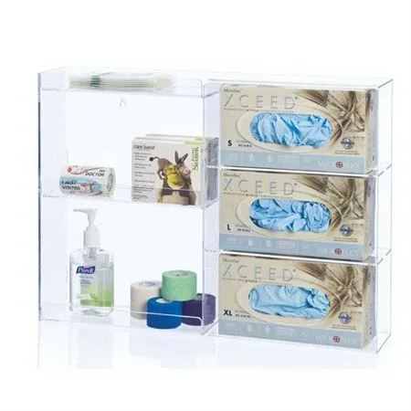 Market Lab - 14451-CL - Glove Box Holder Wall Mounted 3-box Capacity Clear 22 W X 4-1/2 D X 16 H Inch Acrylic