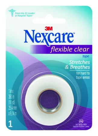 3M - 771-1PK - Nexcare Flexible Water Resistant Medical Tape Nexcare Flexible Clear 1 Inch X 10 Yard Stretchy Fabric NonSterile