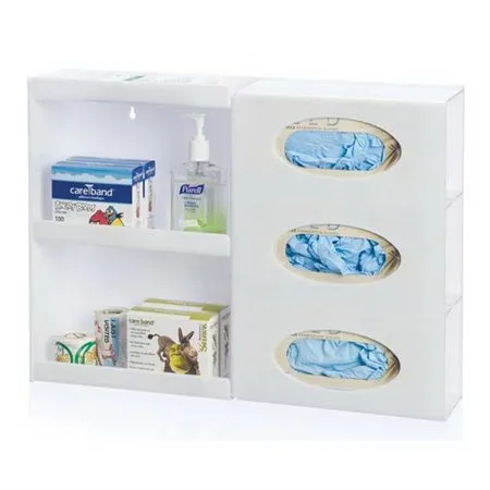 Market Lab - 14451-WH - Glove Box Holder Wall Mounted 3-box Capacity White 22 W X 4-1/2 D X 16 H Inch Acrylic