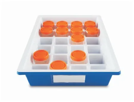 Fisher Scientific - Droplet - 22267051 - Specimen Storage Tray Droplet 3-5/16 X 13 X 18-7/8 Inch Blue / White Polystyrene 24 Specimen Container Capacity