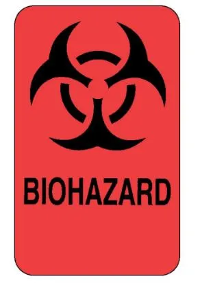 Fisher Scientific - Fisherbrand - 18999934 - Pre-printed Label Fisherbrand Warning Label Flourescent Red Paper Biohazard / Symbol Black Biohazard 2 X 3 Inch