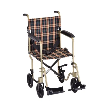 Nova Ortho-med - 329CP - Transport Chair- 19In. Lightwieght With Plaid Upholstery & Swing Away Footrests