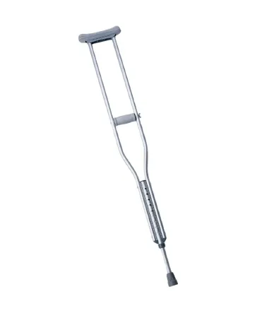 Medline Industries - MDS80536HW - Guardian Youth Aluminum Push Button Crutch, 4ft 6" - 5ft 2" Adjustable User Height, Double-extruded Center Tube, Latex-free