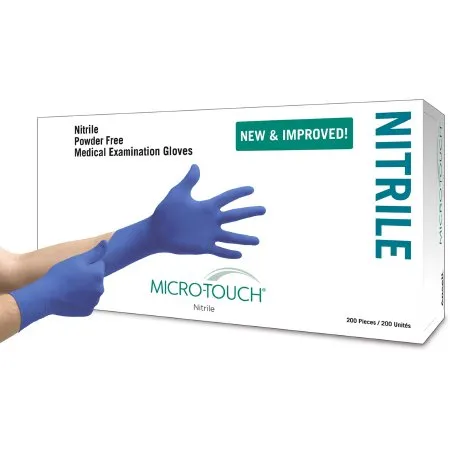 Microflex Medical - Micro-Touch - 313029090 - Micro Touch Exam Glove Micro Touch Large NonSterile Nitrile Standard Cuff Length Textured Fingertips Blue Chemo Tested