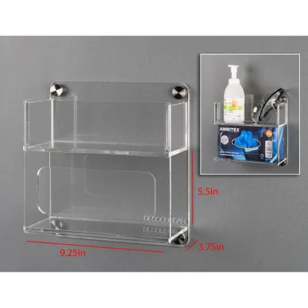 Poltex - DECOGBHSAN-W - Glove Box Holder Poltex Wall Mount 1 Box Of Gloves And 1 Box Of Tissues Clear Acrylic