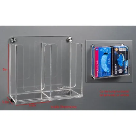Poltex - DECOGBST2-W - Glove Box Holder Poltex Wall Mount 2 Boxes Of Gloves Clear 5-1/2 X 9 X 3-1/2 Inch Acrylic