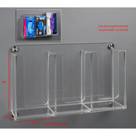 Poltex - DECOGBST3-W - Glove Box Holder Poltex Wall Mount 3 Boxes Of Gloves Clear 5-1/2 X 9 X 3-1/2 Inch Acrylic
