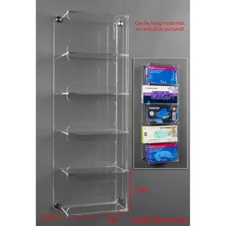 Poltex - DECOGBST5-W - Glove Box Holder Poltex Wall Mount 5 Boxes Of Gloves Clear 5-1/2 X 9 X 3-1/2 Inch Acrylic