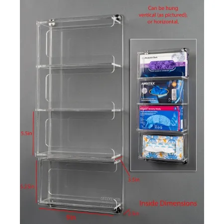 Poltex - DECOGLVTIS-W - Glove Tissue Holder Poltex Wall Mounted 1 Box Of Gloves And 1 Box Of Masks Clear 9 X 2-1/2 X 5-1/4 Inch Acrylic