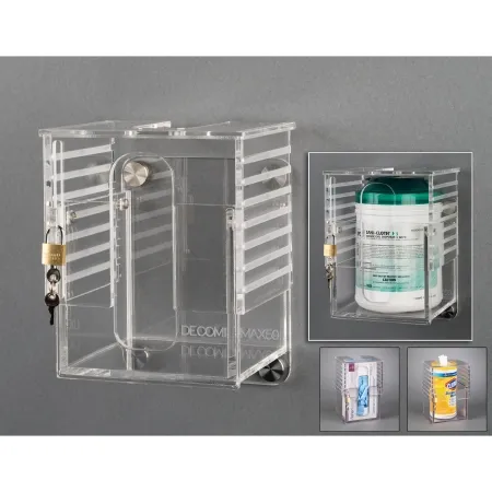 Poltex - DECOMINMAX59-W - Multi Holder Poltex Deco Clear Acrylic Manual Wipe Canister / Glove Box / Hand Sanitizer Bottle/mask Box Wall Mount