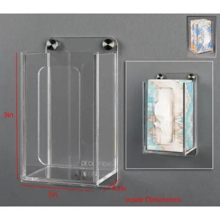 Poltex - DECOTIS45-W - Tissue Box Holder Poltex Deco Clear Acrylic Manual 1 Tissue Box Wall Mount