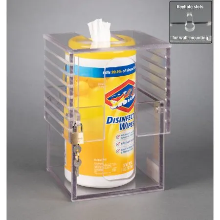 Poltex - MINMAX59-W - Lockable Wipe Tub Holder Poltex Clear Acrylic Manual Wipe Canister / Glove Box / Hand Sanitizer Bottle/mask Box Wall Mount