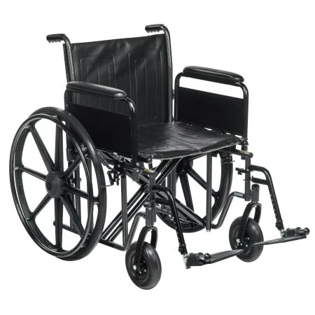 McKesson - 146-STD22ECDFA-SF - Bariatric Wheelchair Mckesson Dual Axle Full Length Arm Swing-away Footrest Black Upholstery 22 Inch Seat Width Adult 450 Lbs. Weight Capacity