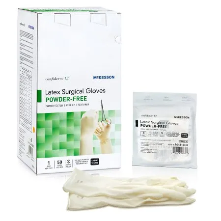 Confiderm LT - 14-31080 - Surgical Glove Confiderm Lt Size 8 Sterile Latex Standard Cuff Length Fully Textured Ivory Chemo Tested