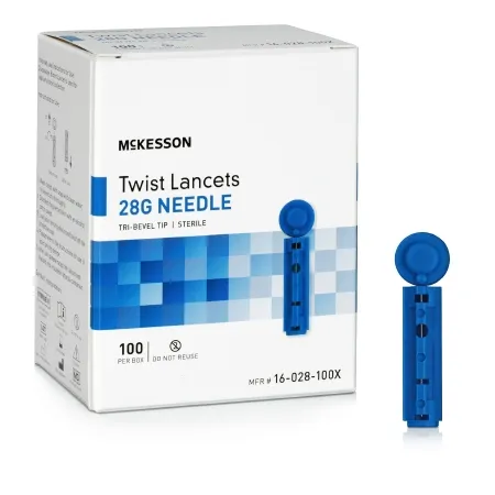McKesson - 16-028-100X - Lancet For Lancing Device Mckesson 28 Gauge Non-safety Twist Off Cap Finger