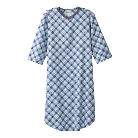 Silverts Adaptive - SV50120_DIOP_S - Patient Exam Gown Silverts Small Diagonal Blue Plaid Reusable