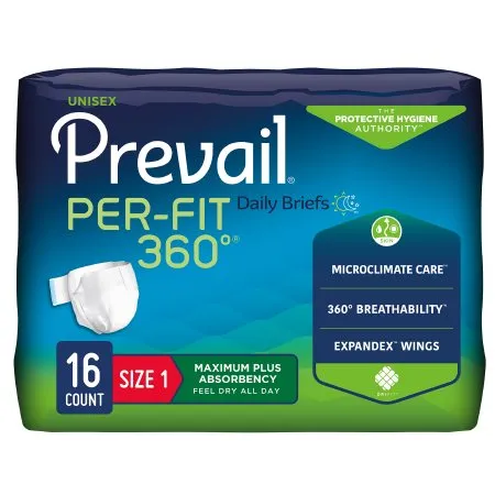 First Quality - PFNG-012/1 - Prevail Per Fit 360 Incontinence Briefs, Maximum Plus Absorbency, Size 1/ Medium 26" 48" REPLACES: FQPFNG012