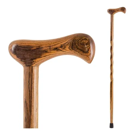 Mabis Healthcare - Brazos Twisted - 502-3000-0164 - T-handle Cane Brazos Twisted Wood 37 Inch Height Bocote