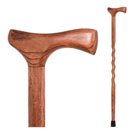 Mabis Healthcare - Brazos Twisted - 502-3000-0324 - T-handle Cane Brazos Twisted Wood 34 Inch Height American Hardwood