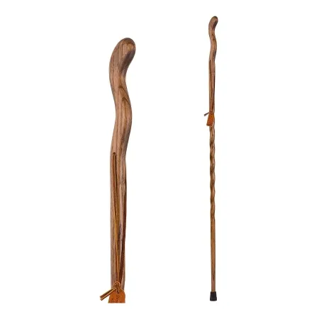 Mabis Healthcare - Brazos Twisted Fitness Walker - 602-3000-1087 - Walking Stick Brazos Twisted Fitness Walker Wood 48 Inch Height Brown