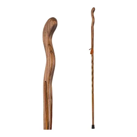 Mabis Healthcare - Brazos Twisted Fitness Walker - 602-3000-1093 - Walking Stick Brazos Twisted Fitness Walker Wood 58 Inch Height Brown