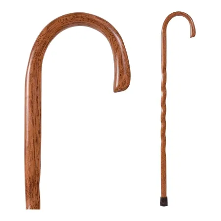 Mabis Healthcare - Brazos Twisted - 502-3000-0247 - Round Handle Cane Brazos Twisted Wood 37 Inch Height Red Oak