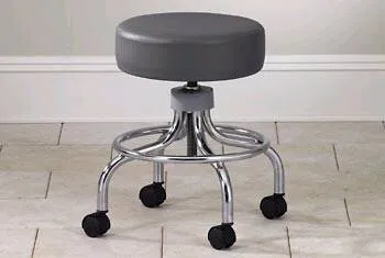 Clinton Industries - Chrome Series - 2102 - Base Stool Chrome Series Backless Screw Adjustment 4 Casters Navy Blue