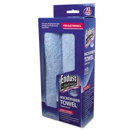 Endust for Electronics - END-11421 - Large-sized Microfiber Towels Two-pack, 15 X 15, Unscented, Blue, 2/pack