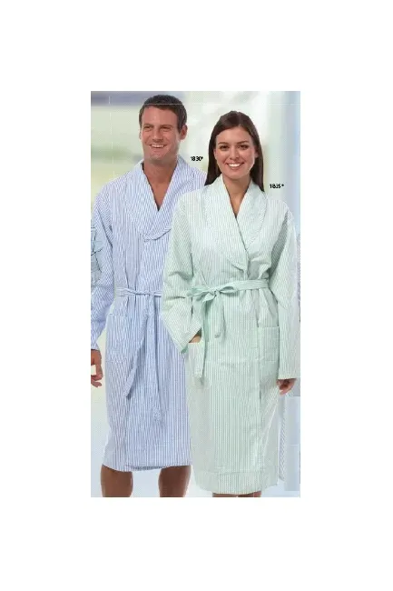 Fashion Seal Uniforms - 1830-L - Patient Robe Unisex Large Blue Stripe Reusable