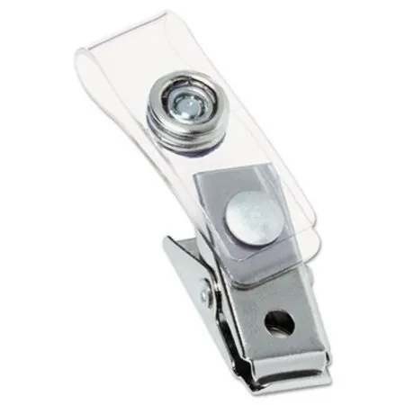 Swingline GBC - GBC-1122897 - Badge Clips With Plastic Straps, 0.5 X 1.5, Clear/silver, 100/box