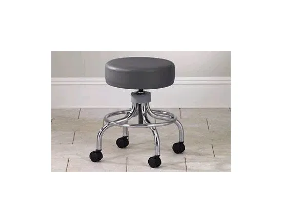 Clinton Industries - Chrome Series - 2102 - Base Stool Chrome Series Backless Screw Adjustment 4 Casters Navy Blue