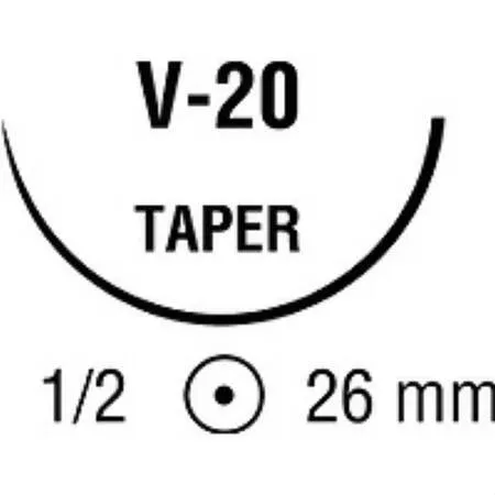 Covidien - Caprosyn - Gc-122 - Absorbable Suture With Needle Caprosyn Polyester V-20 1/2 Circle Taper Point Needle Size 3 - 0 Monofilament